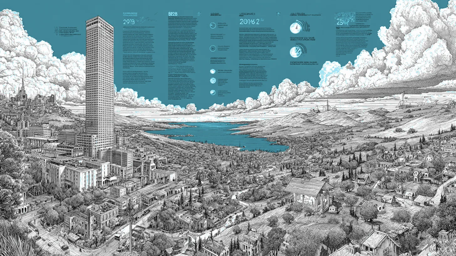 A massive annual report cover with the year 2026 as architectural numbers in an insurance threat landscape