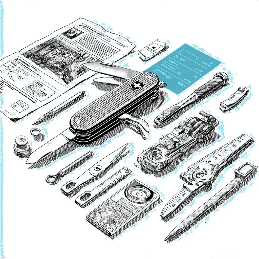 A Swiss Army knife being used for delicate insurance forensic surgery alongside a purpose-built specialized detection toolkit